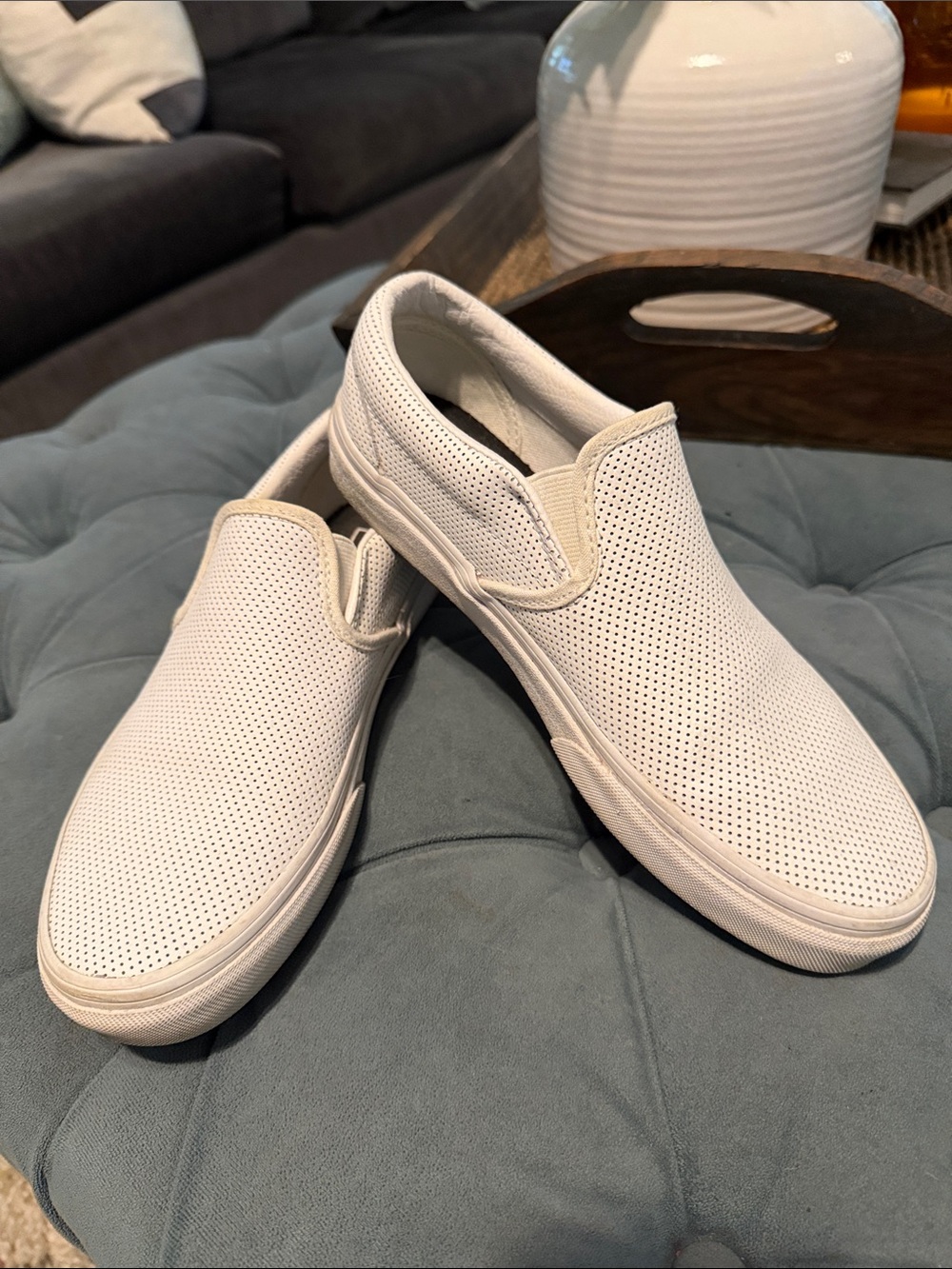 Vans Women's White Perforated Slip-On Flats